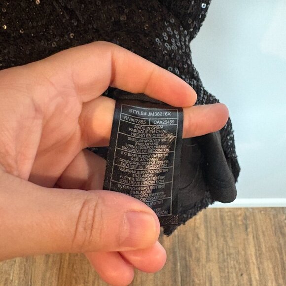 NWT Betsey Johnson black sequin fringe sleeve mini dress - Picture 5 of 6